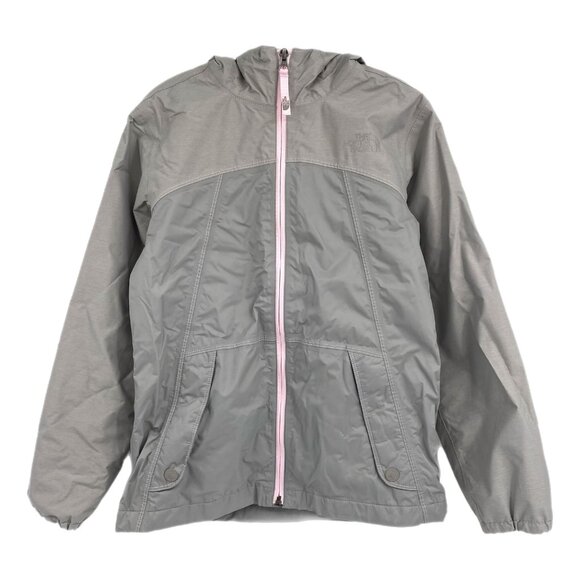 The North Face Gray Pink Fuzzy Lined Hooded JacketSize 14 Girls